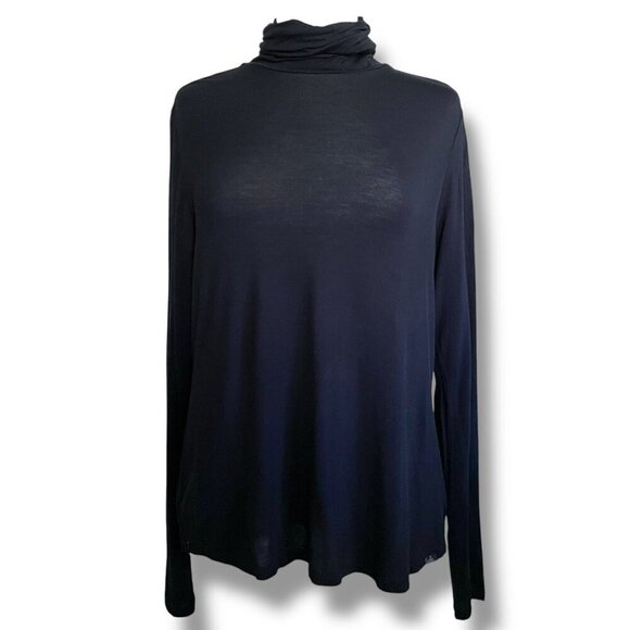 Prana Womens Foundation Turtleneck Top Sz Medium Black Modal Minimalist Shirt - Picture 2 of 6